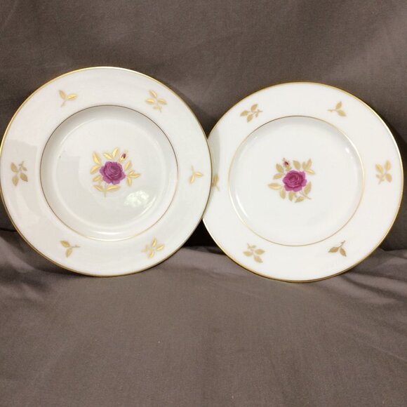 Lenox Other - Lenox Rhodora 2 Bread or Dessert Plates Rose Pattern Gold Trim 6.25 in